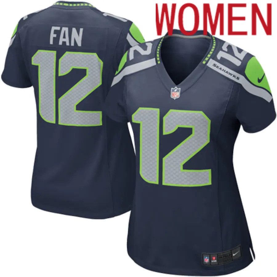 Women Seattle Seahawks #12 Fan Nike College Navy Game NFL Jersey->women nfl jersey->Women Jersey